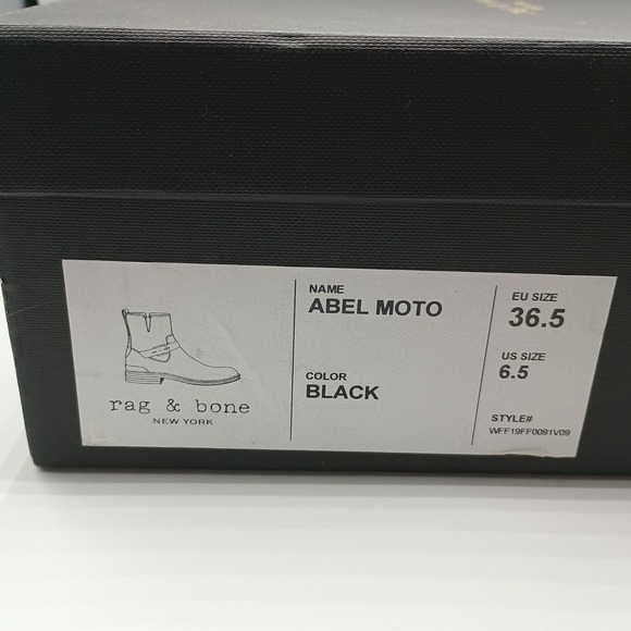 Rag & Bone Leather Black Abel Moto Zipper Buckle Boot Size 36.5. 6.5 - Picture 11 of 12